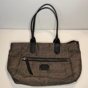 Frye Ivy Leather Trimmed Black Zip Tote